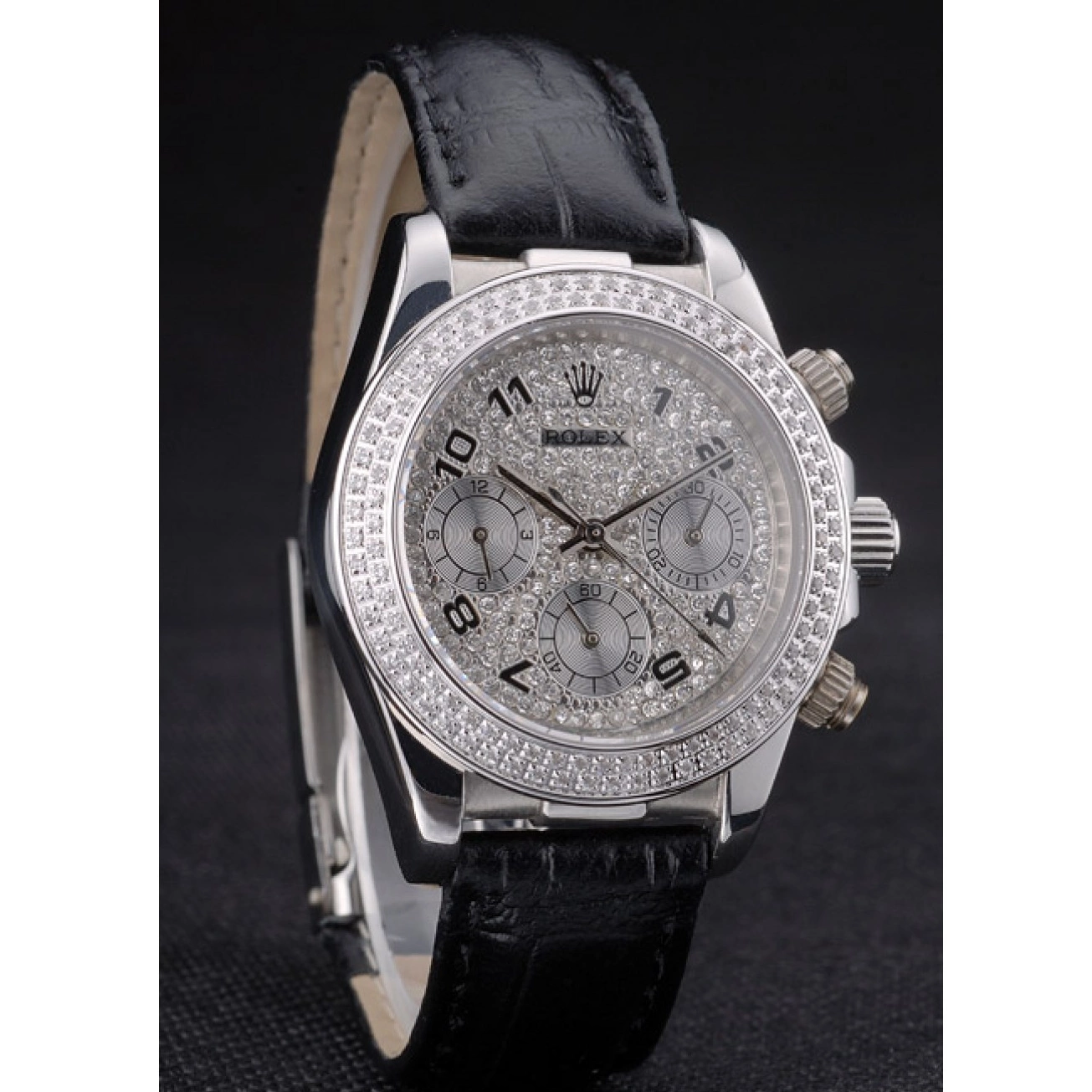 MiroTime 0719 Rolex Daytona Lady Stainless Steel Case Crystal Studded Bezel Crystal Studded Dial